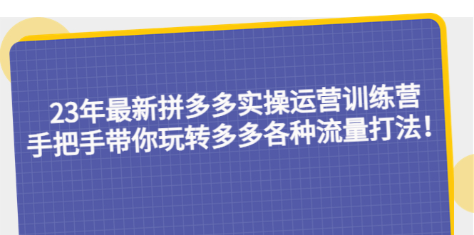 （5435期）23年最新拼多多实操运营训练营：手把手带你玩转多多各种流量打法！