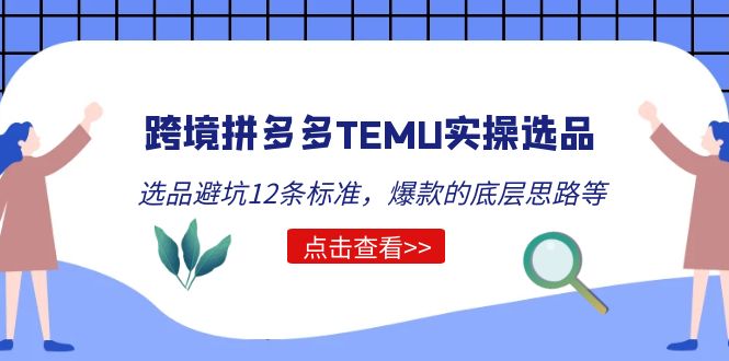 （5402期）跨境拼多多TEMU实操选品运营方法，选品避坑12条标准，爆款的底层思路等