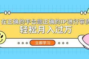 （5325期）在正确的平台蹭正确的IP进行带货，轻松月入过万