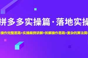 （4947期）拼多多实操篇·落地实操 完整思路+实操案例+拆解操作思路+复杂的算法简单化