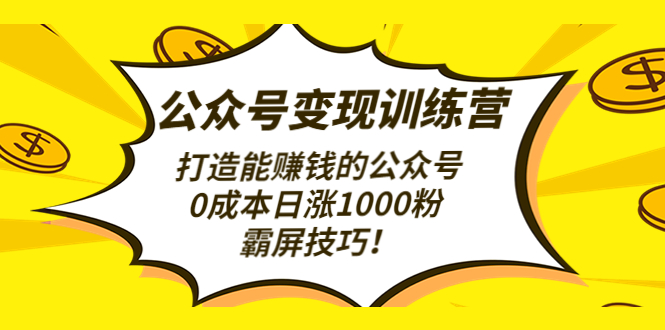 （4585期）公众号变现训练营（第3期）打造能赚钱的公众号，0成本日涨1000粉，霸屏技巧