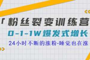 （3263期）「粉丝裂变训练营」0-1-1w爆发式增长，24小时不断的涨粉-睡觉也在涨-16节课