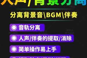 （3009期）【短视频必备】人声分离软件 背景音去除BGM人声伴奏提取消除音轨分离降噪
