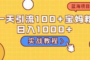 （2036期）一天引流100+宝妈粉，日入1000+马上持续变现 蓝海项目（实战教程）