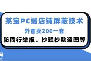（2899期）外面卖200的某宝PC端店铺屏蔽技术：防同行举报、抄题抄款盗图等！