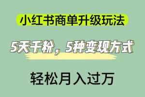 (7312期)小红书商单升级玩法,5天千粉,5种变现渠道,轻松月入1万+