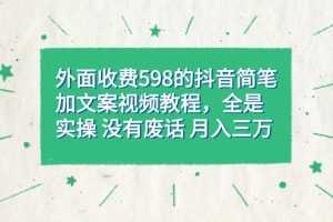 (7327期)外面收费598抖音简笔加文案教程,全是实操 没有废话 月入三万(教程+资料)