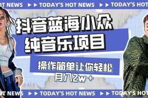 (7693期)宝藏细分领域,抖音蓝海小众纯音乐项目,操作简单让你轻松月入2w+