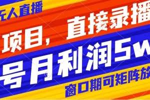 （8196期）风口项目，小红书无人直播带货，直接录播，可矩阵，月入5w+