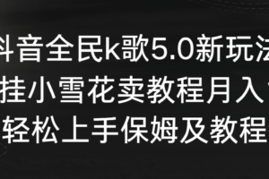 （9021期）抖音全民k歌5.0新玩法，直播挂小雪花卖教程月入10万，小白轻松上手，保…