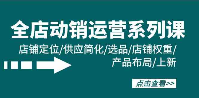 全店·动销运营系列课：店铺定位/供应简化/选品/店铺权重/产品布局/上新_抖汇吧