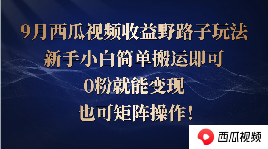 （12760期）西瓜视频收益野路子玩法，新手小白简单搬运即可，0粉就能变现，也可矩…-云推网创项目库