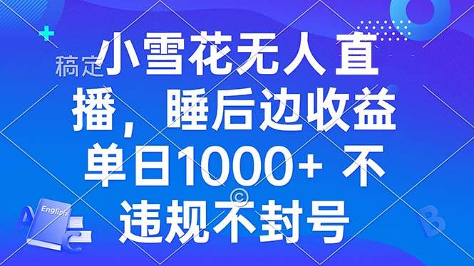 （13491期）小雪花无人直播 睡后收益单日1000+ 零粉丝新号开播 不违规 看完就会-云推网创项目库