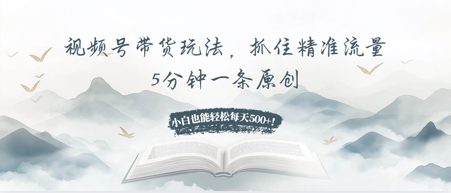 （13492期）视频号带货玩法，抓住精准流量，5分钟一条原创，小白也能轻松每天500+！-云推网创项目库