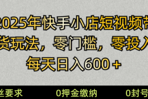 （14185期） 2025快手小店短视频带货模式，零投入，零门槛，每天日入600＋