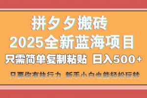 （14104期）拼夕夕搬砖  日入500+ 2025最新蓝海项目 只需简单复制粘贴 日入500+ 新…