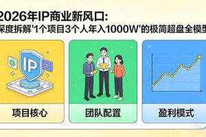 (17661期)2026年IP商业新风口:深度拆解“1个项目3个人年入1000W”的极简超盘全模型