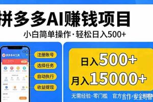 (17674期)拼多多AI赚钱项目,小白简单操作,轻松日入500+【独家视频教程】
