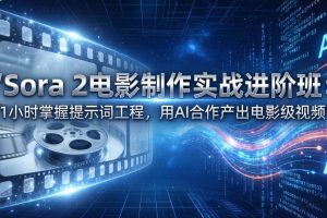 (17679期)Sora 2电影制作实战进阶班:1小时掌握提示词工程,用AI合作产出电影级视频