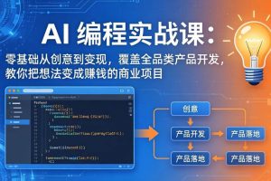 （18127期）AI编程实战课-第三期-4月20更新：零基础从创意到变现，覆盖全品类产品开发，把想法变成赚钱项目