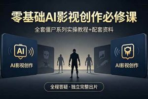 （18185期）零基础AI影视创作必修课，全套僵尸系列实操教程加配套资料，全程答疑带你独立完整出片