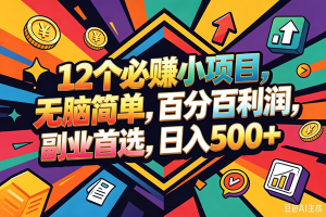 （18272期）12个必赚钱的小项目，百分百赚米，无脑简单，副业首选，日入600+
