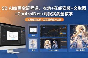 (18453期)SD AI绘画全流程课,本地+在线安装+文生图+ControlNet+海报实战全教学