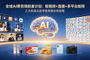 (18593期)全域AI带货领航者计划:短视频+直播+多平台矩阵,三大阶段从起号变现到长效经营