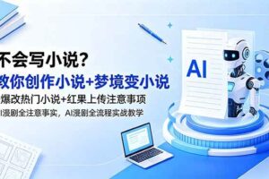 (18801期)不会写小说?教你创作小说+梦境变小说+爆改热门小说+红果上传注意事项,AI漫剧全流程实战教学