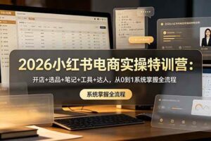 (18978期)2026小红书电商实操特训营:开店+选品+笔记+工具+达人,从0到1系统掌握全流程