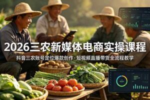 (18991期)2026三农新媒体电商实操课程:抖音三农账号定位爆款创作,短视频直播带货全流程教学