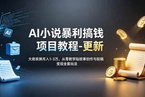 (19030期)AI小说暴利搞钱项目教程-更新,大佬亲测月入1-3万,从零教学短故事创作与投稿变现全套玩法