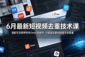 (19031期)6月最新短视频去重技术课,适配可灵即梦快手Omni视频号,分镜底层重构规避平台查重