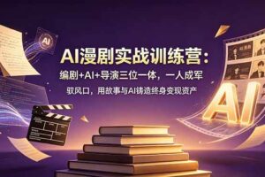 (19032期)AI漫剧实战训练营:编剧+AI+导演三位一体,一人成军 驭风口,用故事与AI铸造终身变现资产