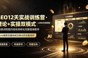 (19277期)GEO12天实战训练营·理论+实操双模式|AI知识库搭建|搜索词挖掘内容收录转化完整落地教学