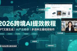 (19286期)2026跨境AI提效教程·GPT文案生成|AI产品精修|多语种主播视频制作,亚马逊运营全套实操课