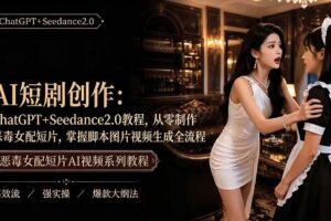(19545期)AI短剧创作:ChatGPT+Seedance2.0教程,从零制作恶毒女配短片,掌握脚本图片视频生成全流程
